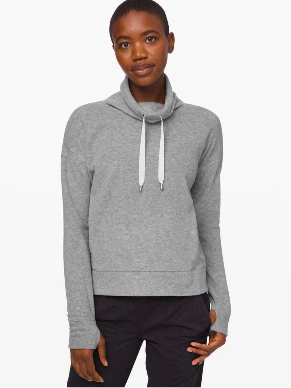 Lululemon Go Forward Pullover Women's Gray Cowl Neck Fleece-Size 6